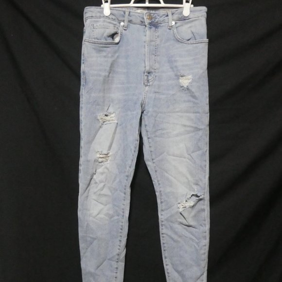 FOREVER 21 | size 30 | Damaged / Distressed | Faded Blue Denim | Button Fly - Picture 1 of 16